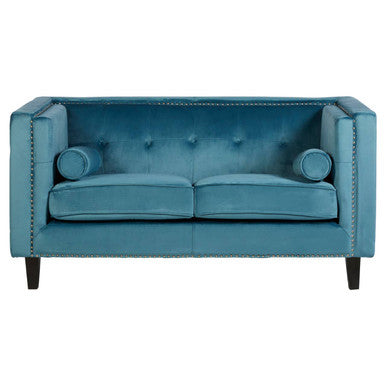 Orsina Felisa 2 Seater Teal Blue Velvet Sofa | Compact Apartment Loveseat