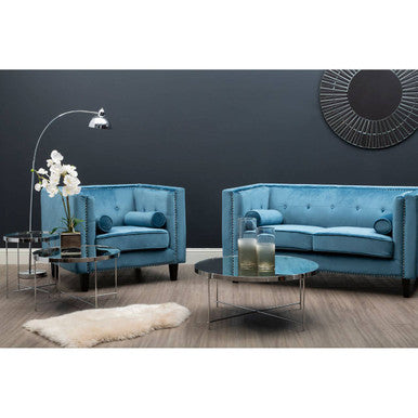 Orsina Felisa 2 Seater Teal Blue Velvet Sofa | Compact Apartment Loveseat