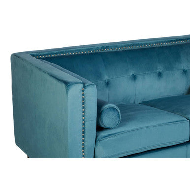 Orsina Felisa 2 Seater Teal Blue Velvet Sofa | Compact Apartment Loveseat