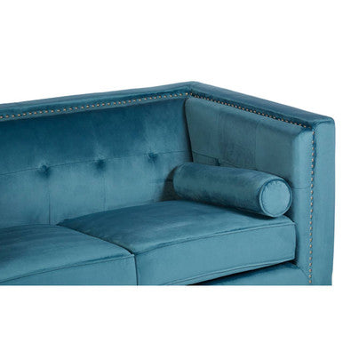 Orsina Felisa 2 Seater Teal Blue Velvet Sofa | Compact Apartment Loveseat
