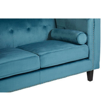 Orsina Felisa 2 Seater Teal Blue Velvet Sofa | Compact Apartment Loveseat