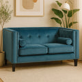 Orsina Felisa 2 Seater Teal Blue Velvet Sofa | Compact Apartment Loveseat
