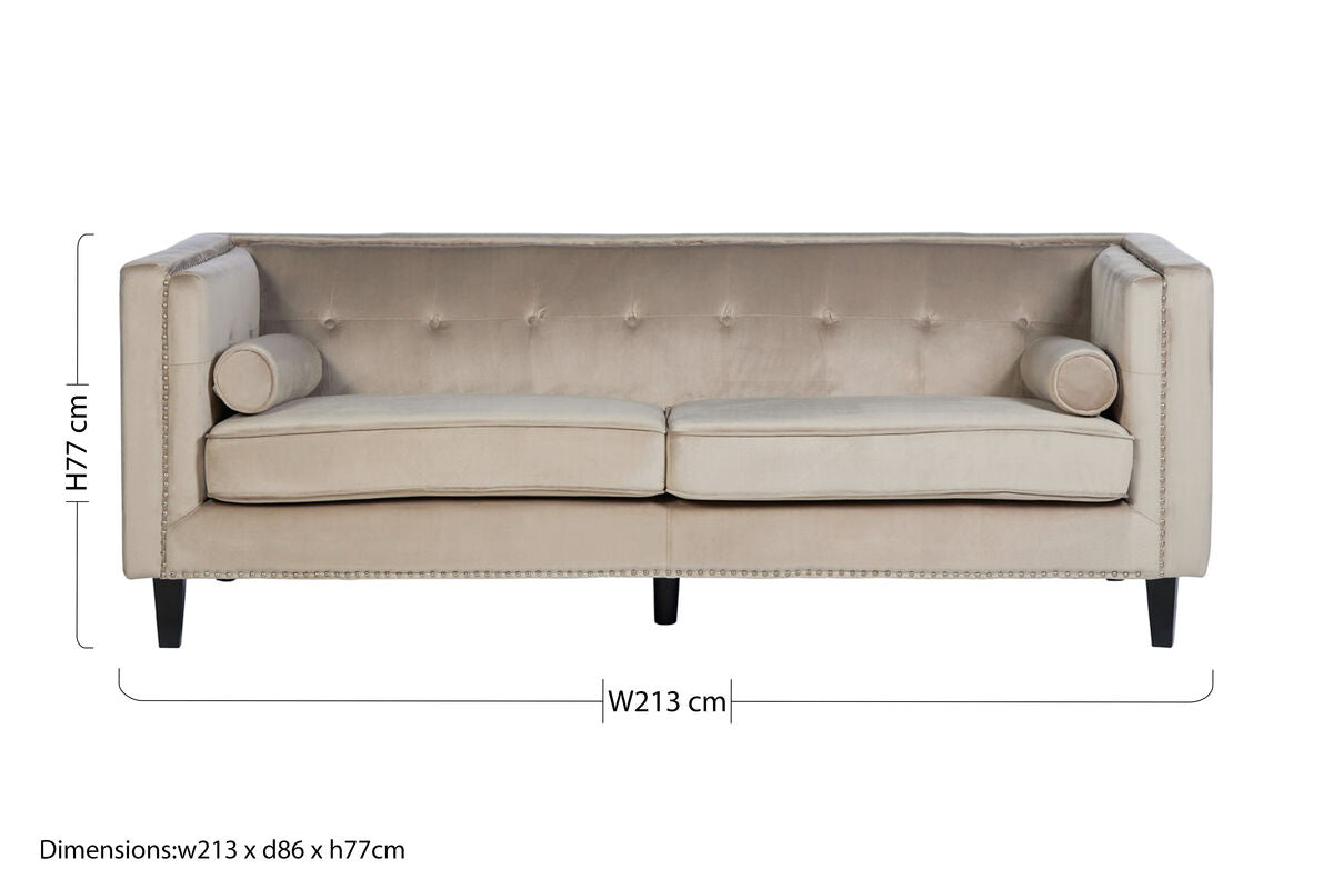 Orsina Felisa 3 Seater Mink Velvet Sofa – Modern Living Room Seating