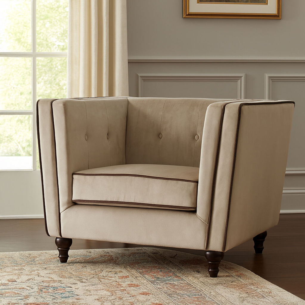 Orsina Ferris Mink Velvet Accent Chair | Modern Occasional Lounge Seating