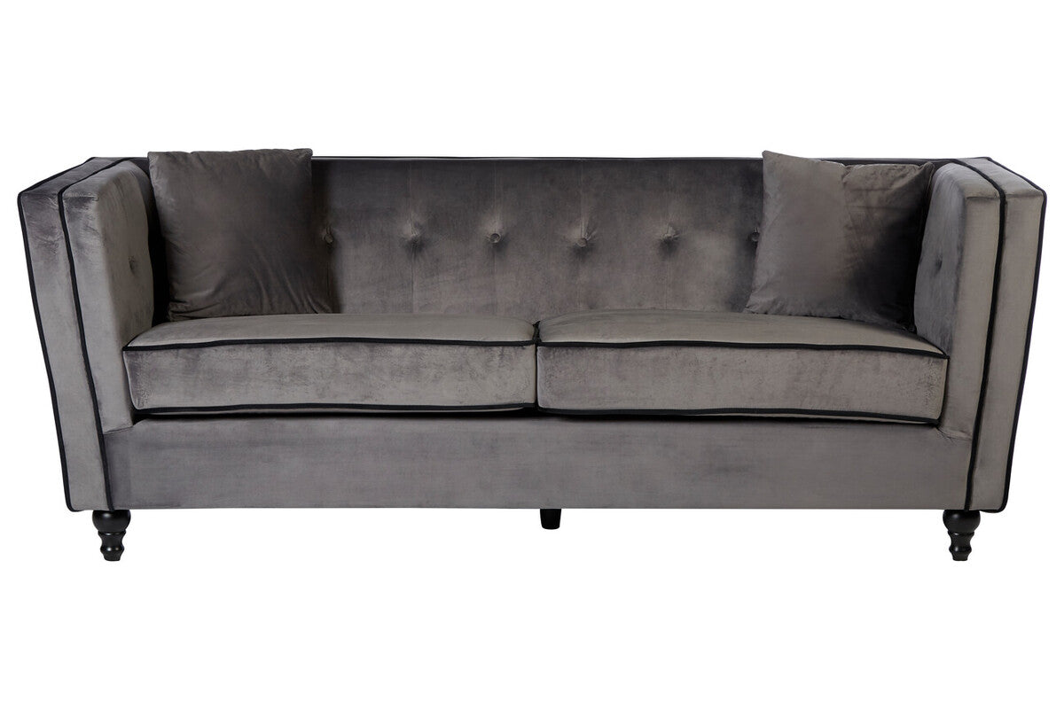 Orsina Ferris 3 Seater Grey Velvet Sofa – Modern Living Room Couch