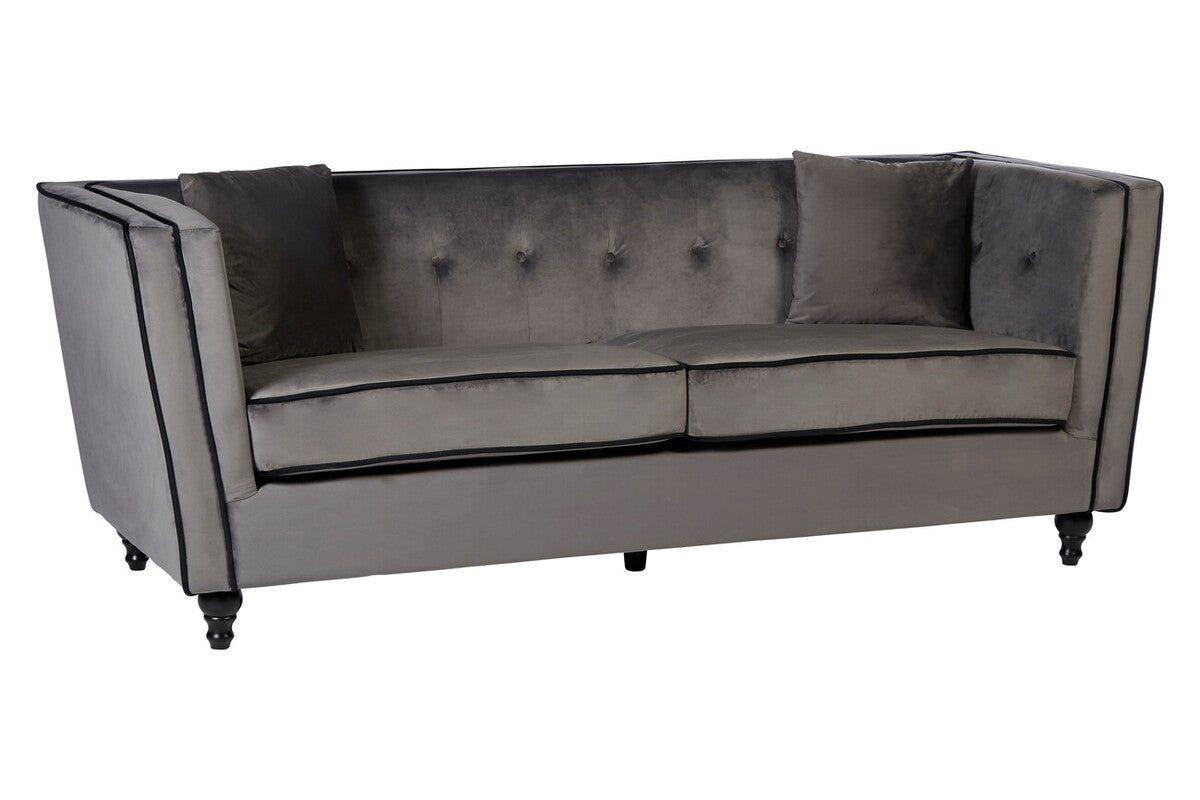 Orsina Ferris 3 Seater Grey Velvet Sofa – Modern Living Room Couch