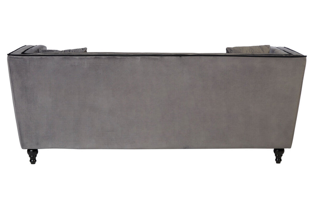 Orsina Ferris 3 Seater Grey Velvet Sofa – Modern Living Room Couch