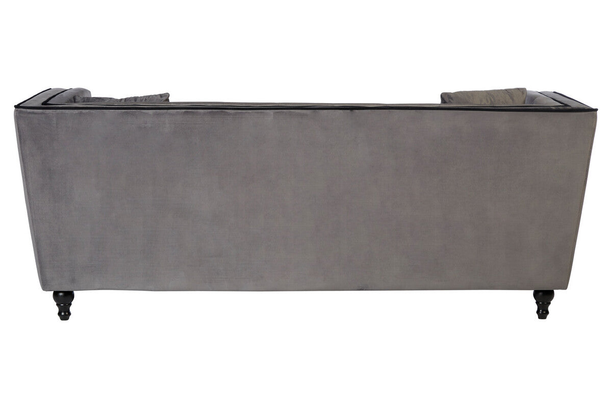 Orsina Ferris 3 Seater Grey Velvet Sofa – Modern Living Room Couch