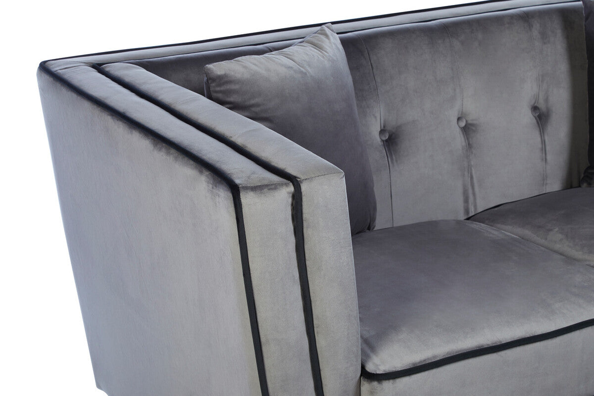 Orsina Ferris 3 Seater Grey Velvet Sofa – Modern Living Room Couch