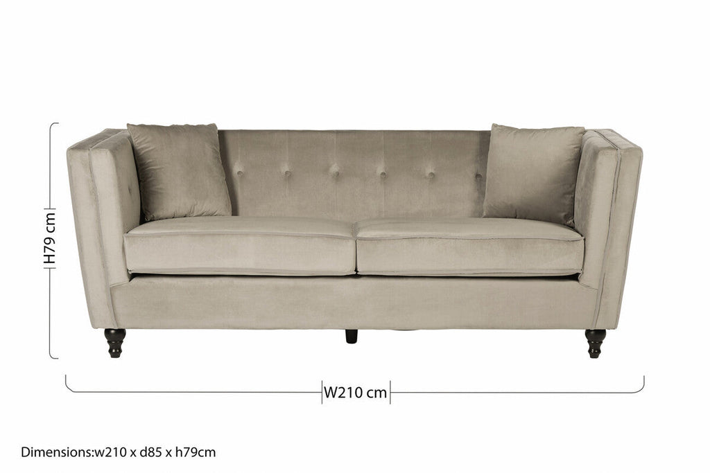 Orsina Ferris 3 Seater Mink Velvet Sofa – Modern Living Room Seating