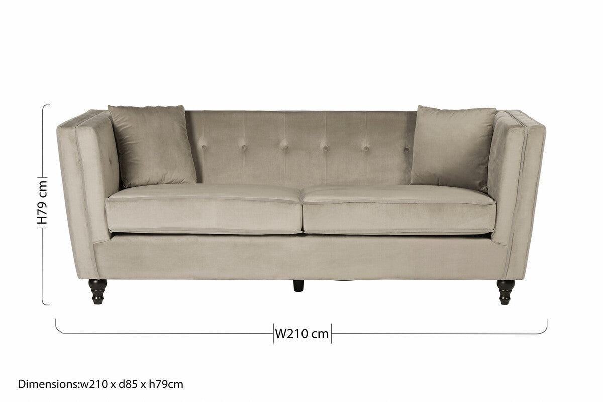 Orsina Ferris 3 Seater Mink Velvet Sofa – Modern Living Room Seating