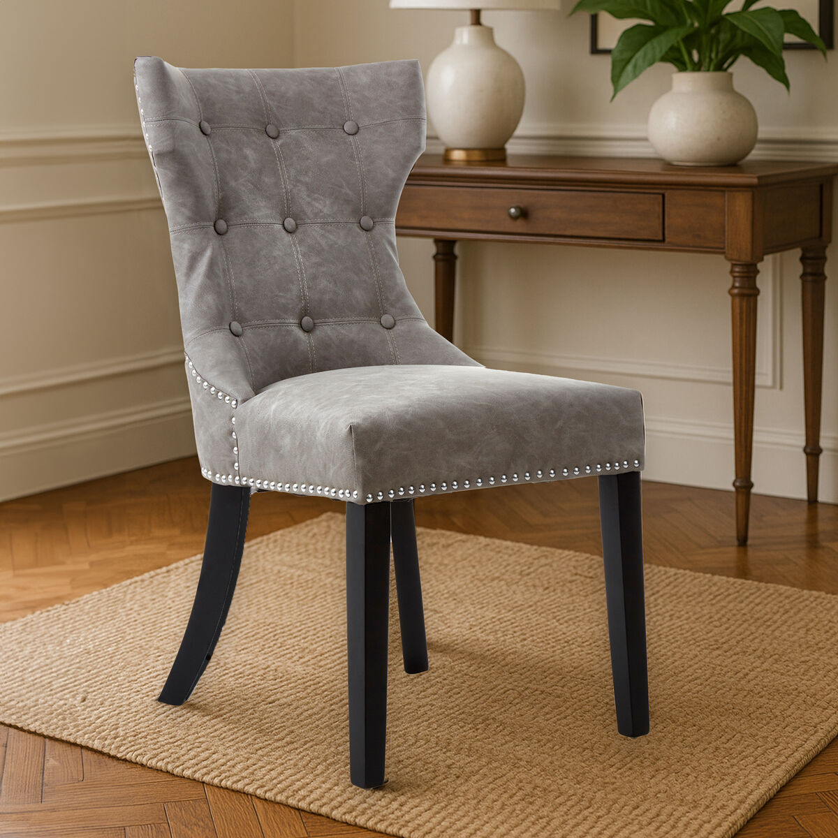 Orsina Daxton Grey Faux Leather Dining Chair – Modern Kitchen Seating