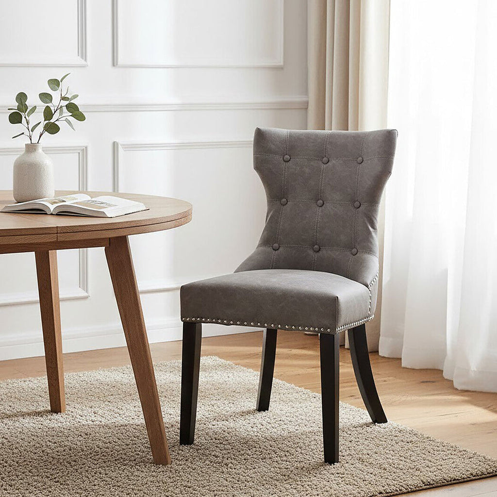 Orsina Daxton Grey Faux Leather Dining Chair – Modern Kitchen Seating
