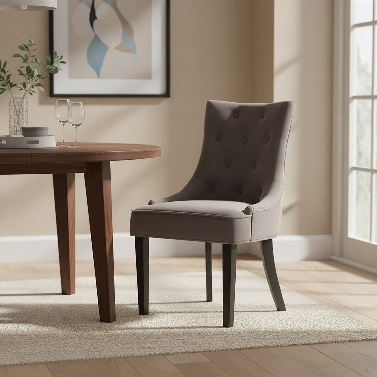 Orsina Daxton Storm Grey Velvet Dining Chair | Modern Upholstered Seat