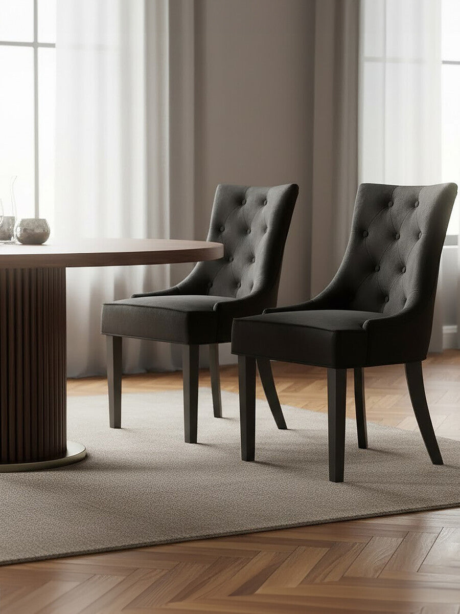 Orsina Daxton Black Velvet Dining Chair | Modern Upholstered Seating