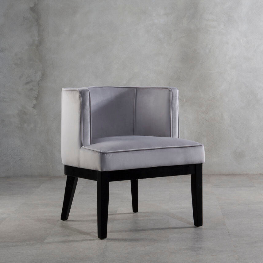 Orsina Daxton Velvet Dining Chair – Curved Back Accent Seat in Grey