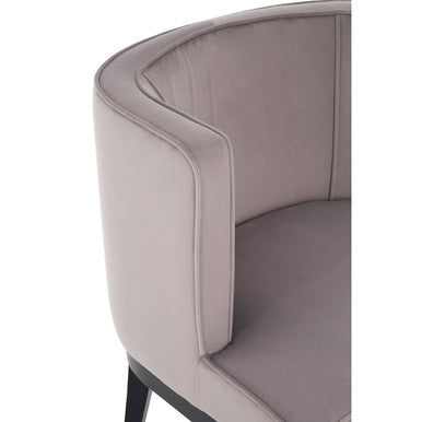 Orsina Daxton Velvet Dining Chair – Curved Back Accent Seat in Grey