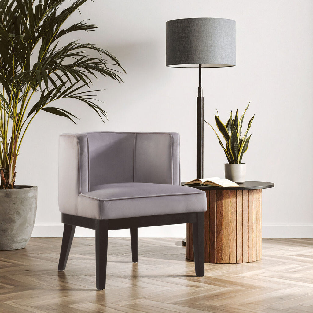 Orsina Daxton Velvet Dining Chair – Curved Back Accent Seat in Grey