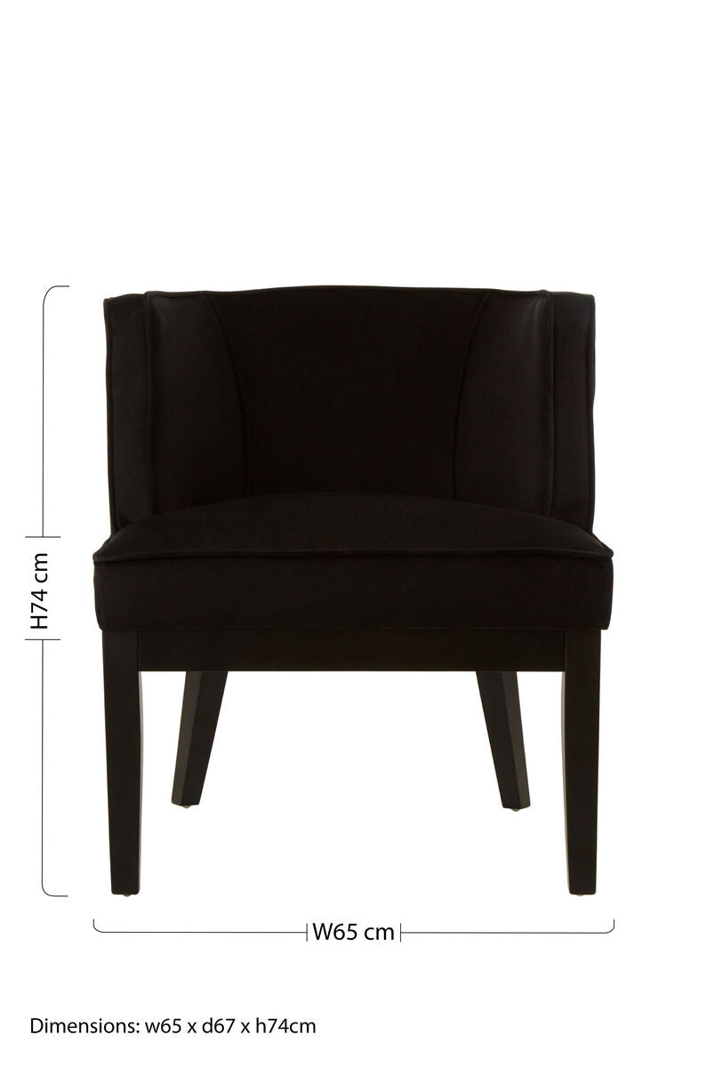 Orsina Daxton Black Velvet Curved Back Accent Chair – Modern Seating