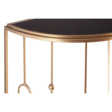 Orsina Faiza Art Deco Console Tables – Set of 2 Gold & Black Glass