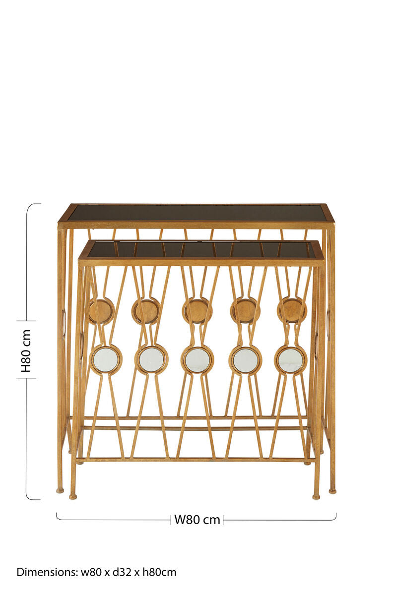 Orsina Faiza Rectangular Console Tables – Set of 2 Art Deco Mirrored