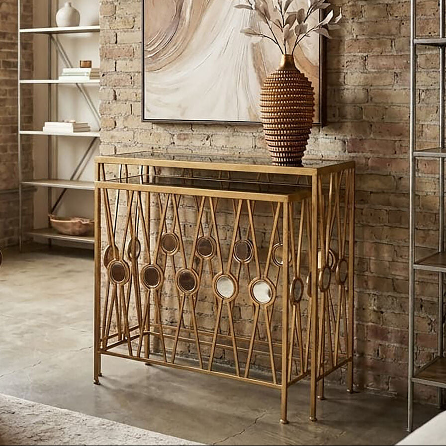 Orsina Faiza Rectangular Console Tables – Set of 2 Art Deco Mirrored