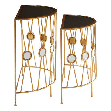 Orsina Faiza Console Tables – Set of 2 Gold & Black Glass Art Deco