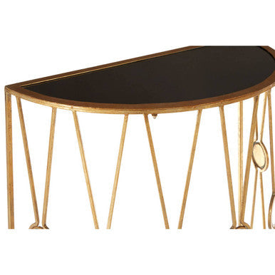Orsina Faiza Console Tables – Set of 2 Gold & Black Glass Art Deco
