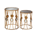 Orsina Faiza Gold Metal Round Side Tables - Set of 2 Luxe Mirrors