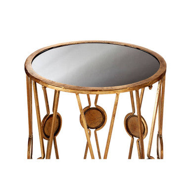 Orsina Faiza Gold Metal Round Side Tables - Set of 2 Luxe Mirrors