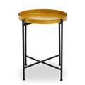 Orsina Hege Round Brass Side Table – Small Black Metal End Table
