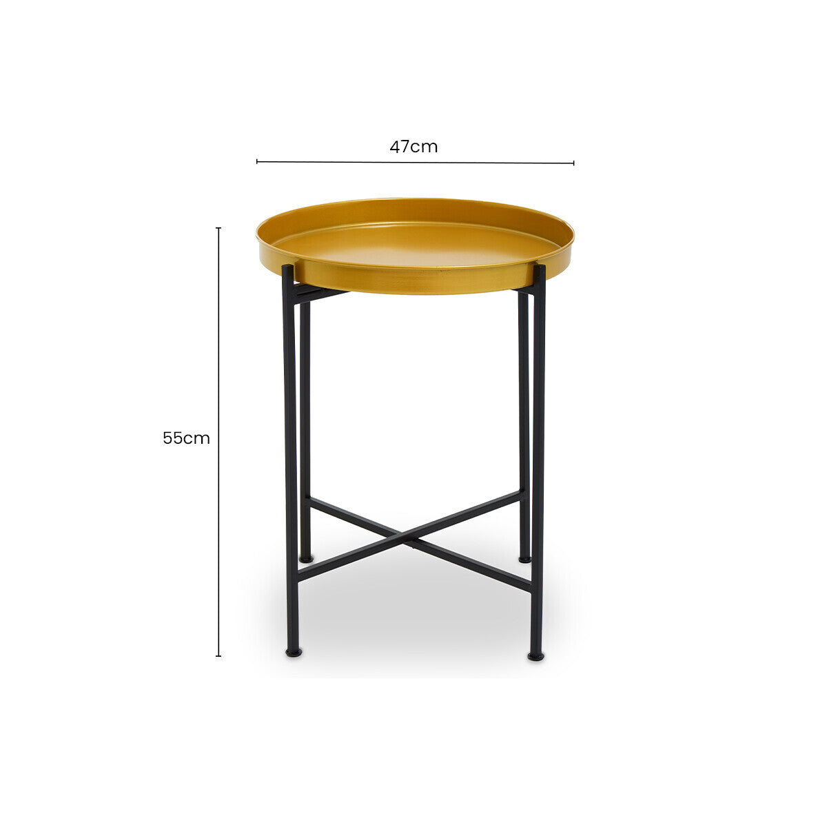 Orsina Hege Round Brass Side Table – Small Black Metal End Table