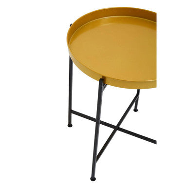 Orsina Hege Round Brass Side Table – Small Black Metal End Table