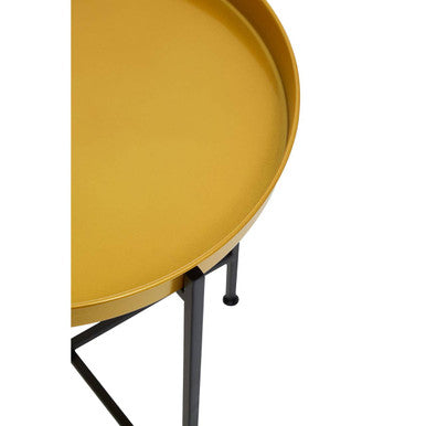 Orsina Hege Round Brass Side Table – Small Black Metal End Table