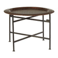 Orsina Hege Round Side Table – Copper Crocodile Texture & Black Metal