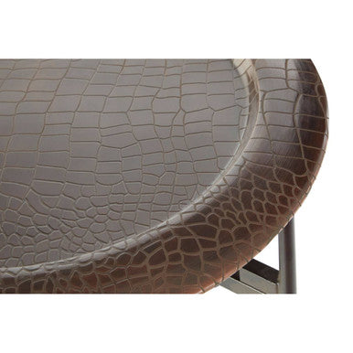Orsina Hege Round Side Table – Copper Crocodile Texture & Black Metal