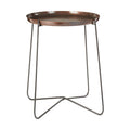 Orsina Hege Round Side Table – Copper Crocodile Texture & Black Metal