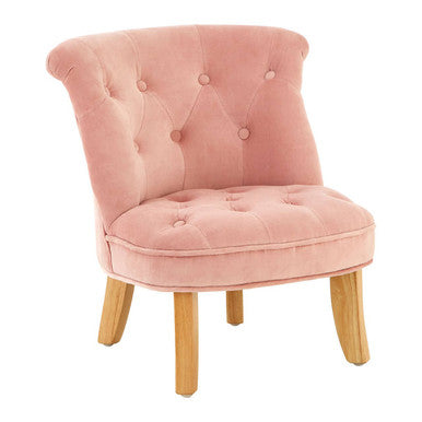 Orsina Estelle Pink Velvet Kids Chair – Tufted Accent Bedroom Seating