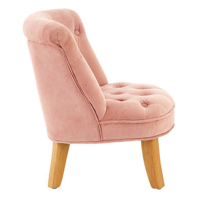 Orsina Estelle Pink Velvet Kids Chair – Tufted Accent Bedroom Seating