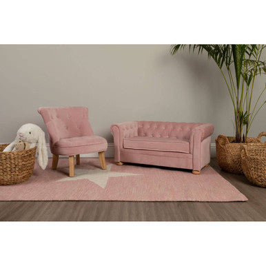 Orsina Estelle Pink Velvet Kids Chair – Tufted Accent Bedroom Seating