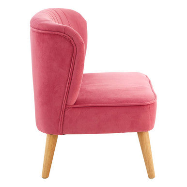 Orsina Mia Kids 2-Seat Sofa – Pink Velvet Channel Tufted Settee