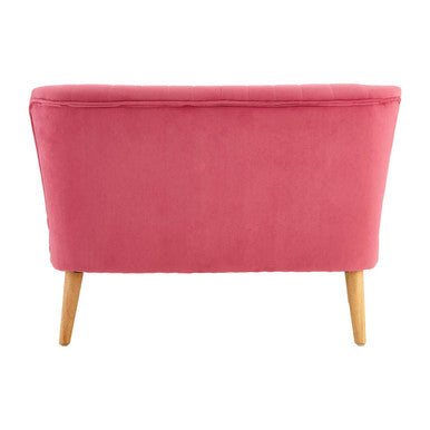 Orsina Mia Kids 2-Seat Sofa – Pink Velvet Channel Tufted Settee