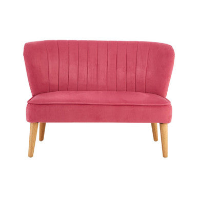 Orsina Mia Kids 2-Seat Sofa – Pink Velvet Channel Tufted Settee