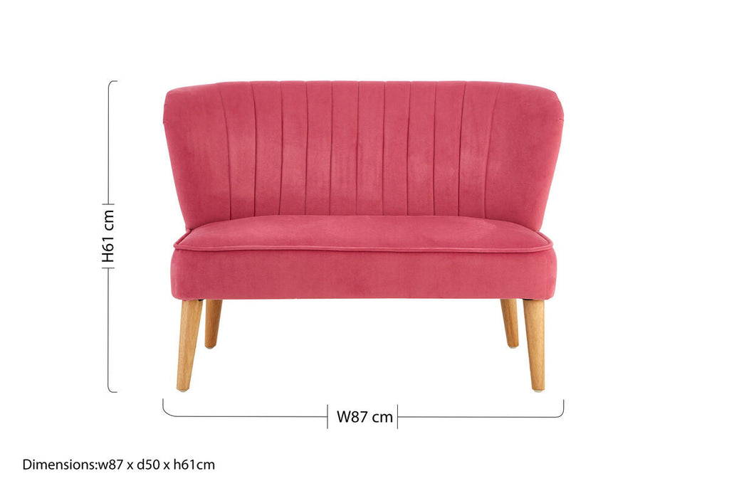 Orsina Mia Kids 2-Seat Sofa – Pink Velvet Channel Tufted Settee