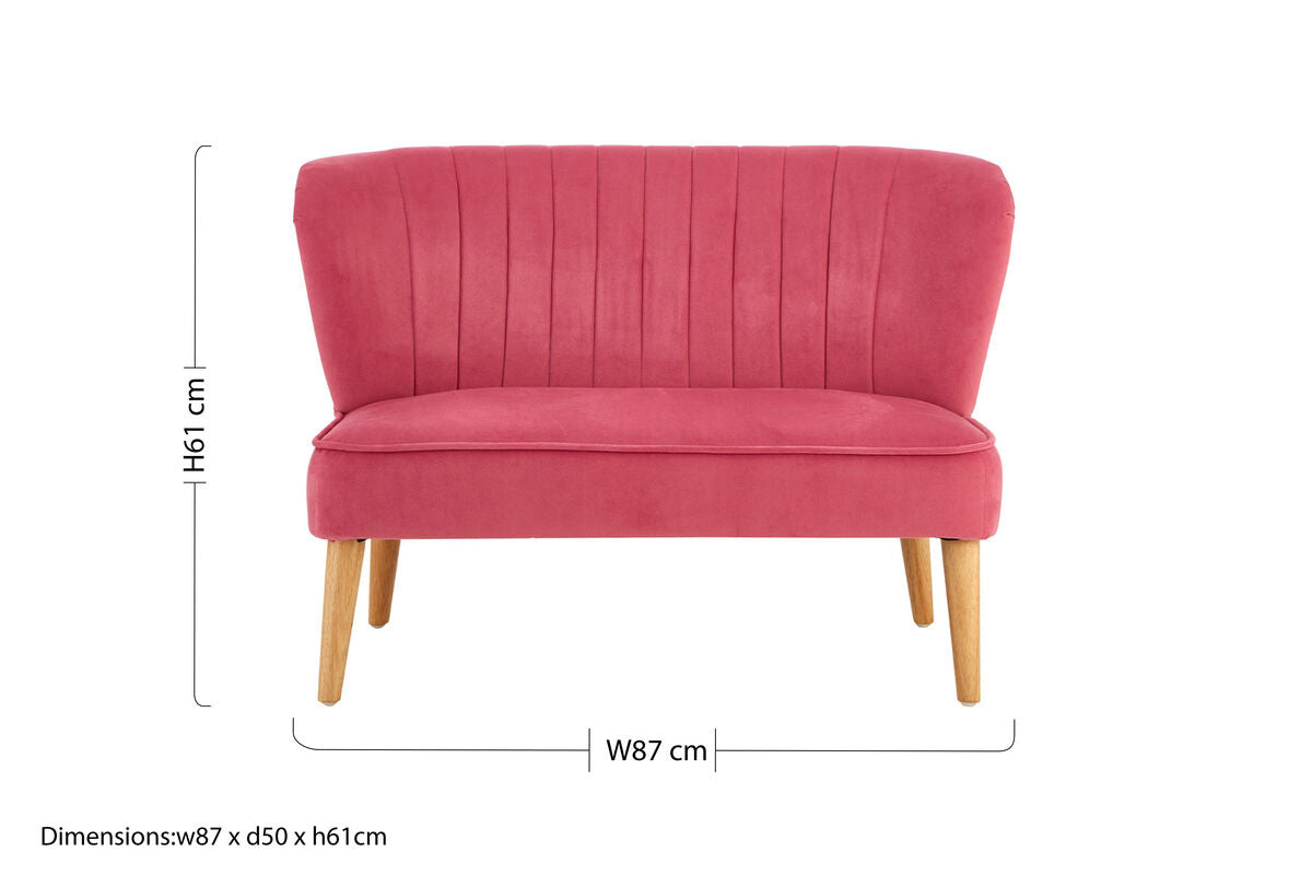 Orsina Mia Kids 2-Seat Sofa – Pink Velvet Channel Tufted Settee