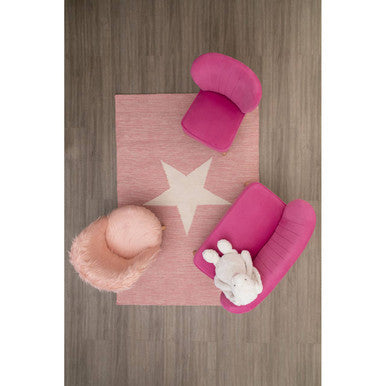 Orsina Mia Kids 2-Seat Sofa – Pink Velvet Channel Tufted Settee