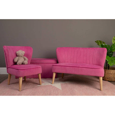 Orsina Mia Kids Velvet Chair – Pink Tufted Accent Seat with Wood Legs