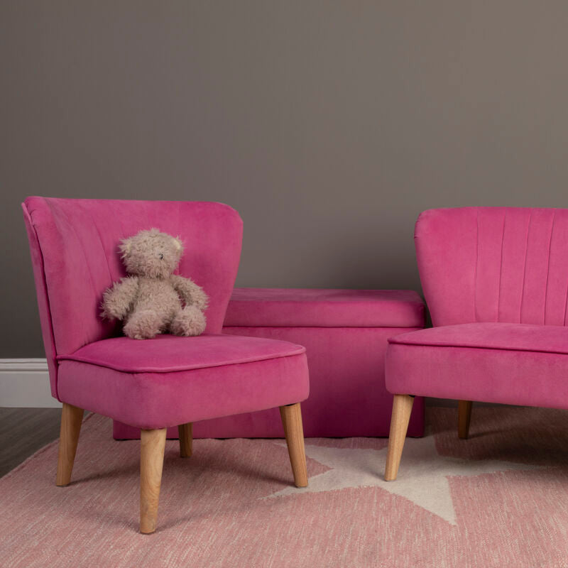 Orsina Mia Pink Velvet Kids Ottoman – Storage Toy Chest & Seat
