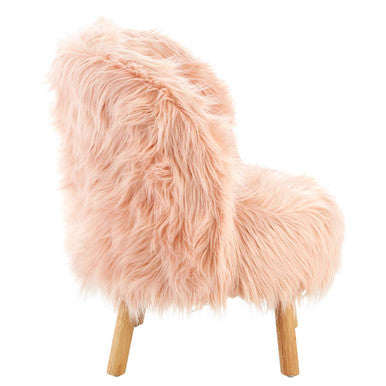 Orsina Kids Pink Faux Fur Chair – Plush Nursery Seating with Wood Legs