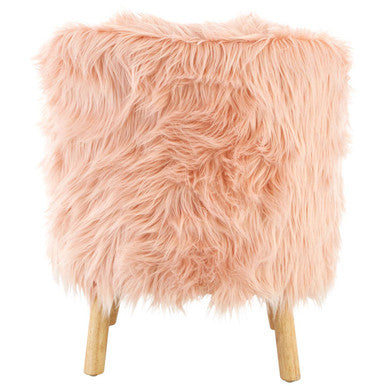 Orsina Kids Pink Faux Fur Chair – Plush Nursery Seating with Wood Legs